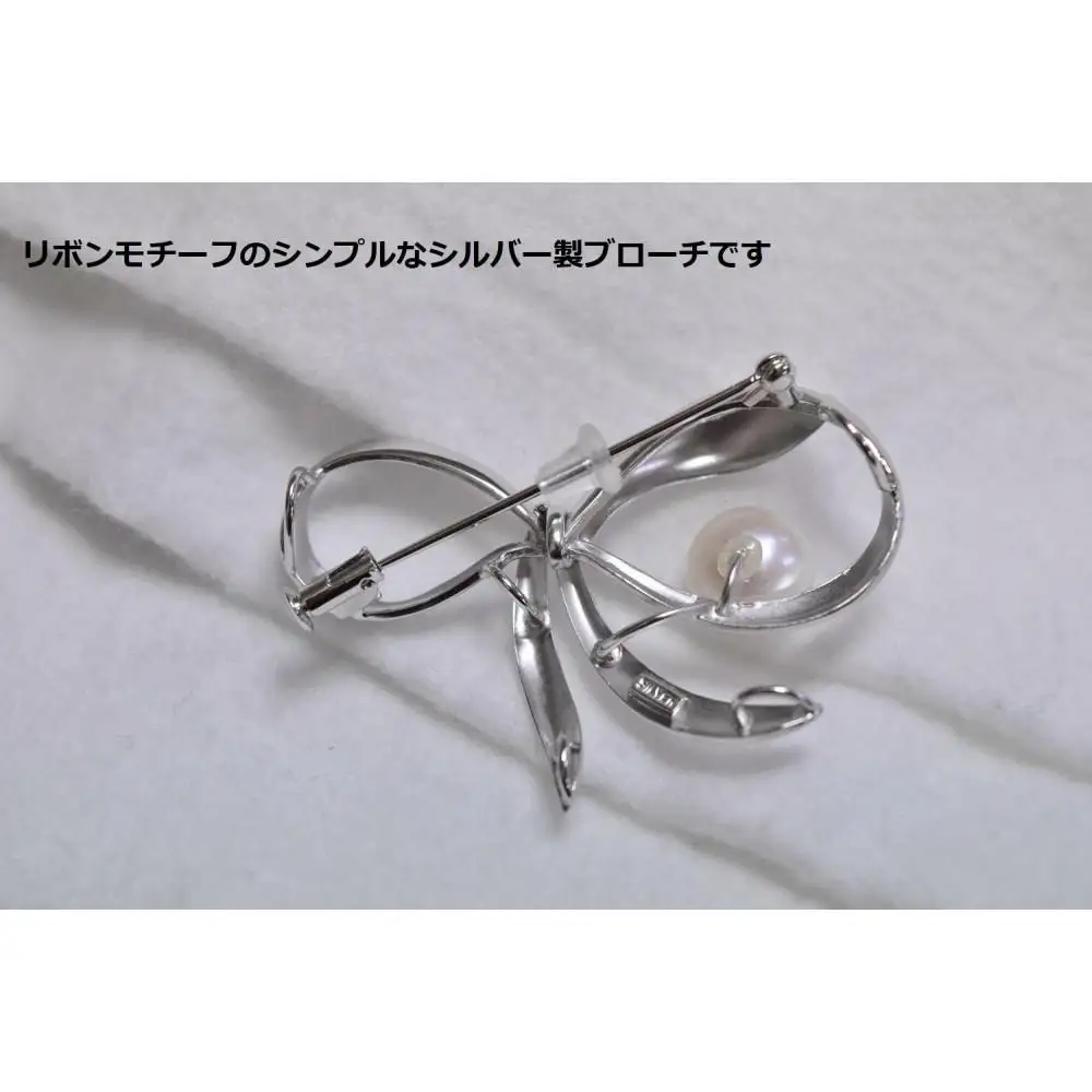 リボンブローチ白10ｍｍ