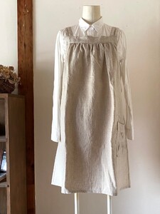 ギャザーエプロン Fu-ra 【カラー：生成り】エプロン 手作り ハンドメイド 30-089