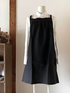 ギャザーエプロン Fu-ra 【カラー：ブラック】エプロン 手作り ハンドメイド 30-090