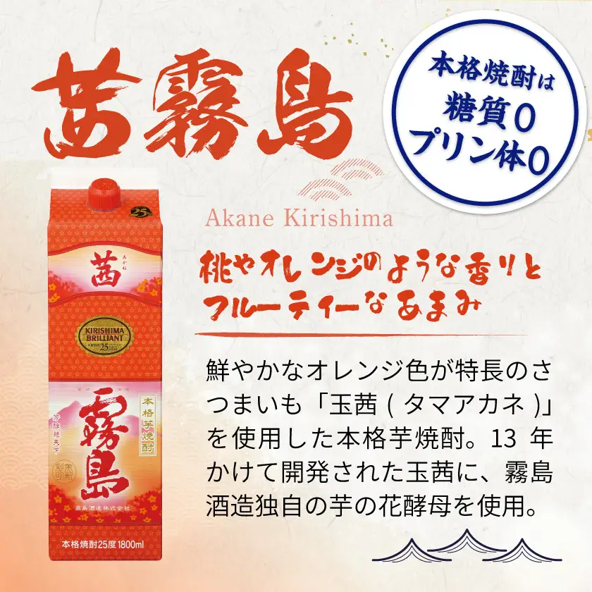 茜霧島パック(25度)1.8L×6本≪みやこんじょ快速便≫〔34-3802〕_(都城市) 茜霧島 25度 霧島酒造 一升パック  6本 本格焼酎 芋焼酎 焼酎 酒