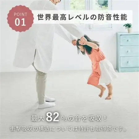 最大82%の音をカットする防音タイルカーペット「防音専科」48枚セット ホワイト【複数個口で配送】【4064377】