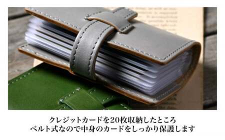 本革ベルト付き20ポケットカードケース グレージュ[AQAY074] カードケース