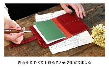 本革ベルト付きトラベラーズノート パスポートサイズ対応カバー ルージュ[AQAY187] 手帳カバー