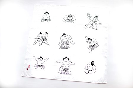竹岱亭　型絵染めオリジナルお相撲柄ハンカチ