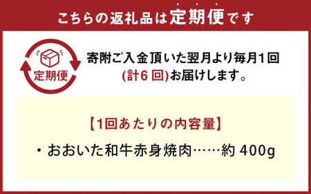 【6カ月定期便】 おおいた和牛 赤身 焼肉 約400g 計約2.4kg