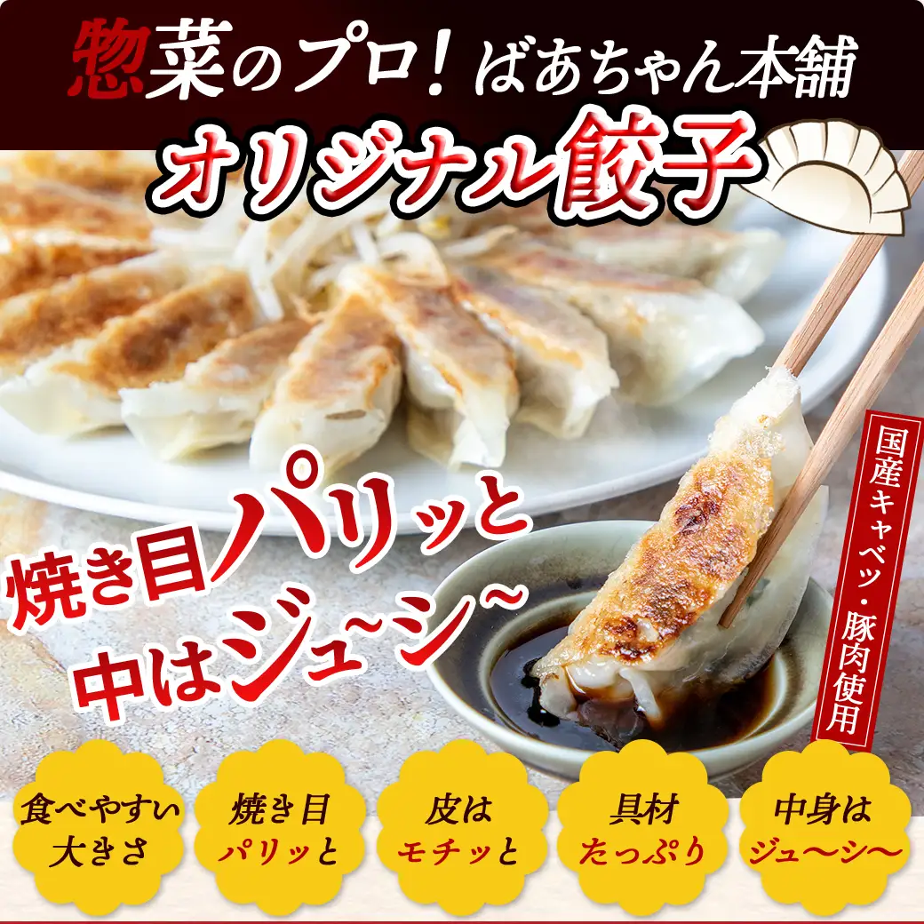 ばあちゃん本舗餃子108個_12-1512_(都城市) ばあちゃん本舗餃子 12個入り×9パック 豚肉とキャベツ 餃子のタレ付 焼き餃子 揚げ餃子 水餃子 おかず
