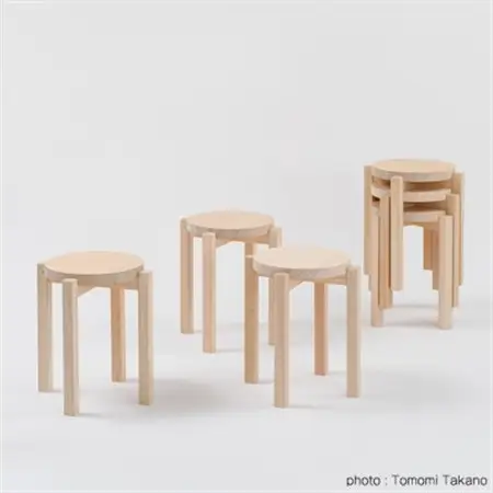 ヒノキのラウンドスツール(ウレタン塗装)　TSUYAMA FURNITURE【1403734】