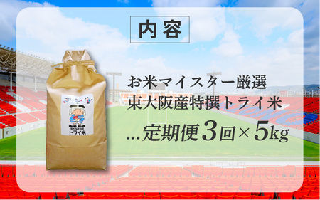【３か月定期便】東大阪市産 ヒノヒカリ 令和7年度産 5㎏ お米マイスター厳選 トライ米 月1×3回