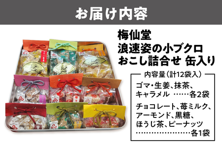 【近鉄百貨店】梅仙堂　浪速姿の小ブクロおこし詰合せ　12個入　缶入り 和菓子 菓子 _OS002-0036