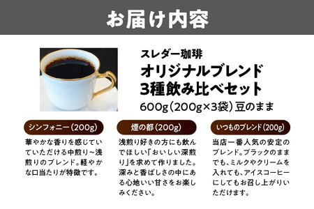 【コーヒー】オリジナルブレンド3種飲み比べセット600g(200g×3袋) コーヒー豆_OS140-0001