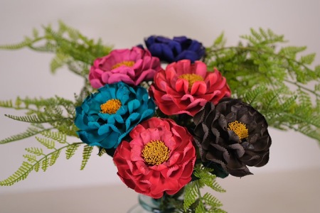 Eterna -Leather Peony- カラー 黄色 ／ 国産 革 レザー ピオニー 造花 アートフラワー 小物 インテリア 記念日 プレゼント 奈良県 葛城市【area003-yellow】