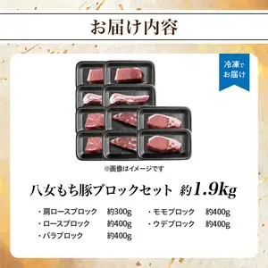 八女もち豚ブロックセット 約1.9キロ 072-204