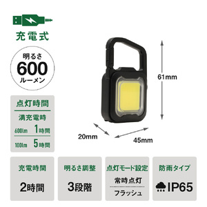musashi WRC-23BK 充電式 ぴかりミニライト[マットブラック]《 充電式 LED スーパーフラッシュライト ライト 防水 アウトドア 防犯 災害 》【2400O10831_04】