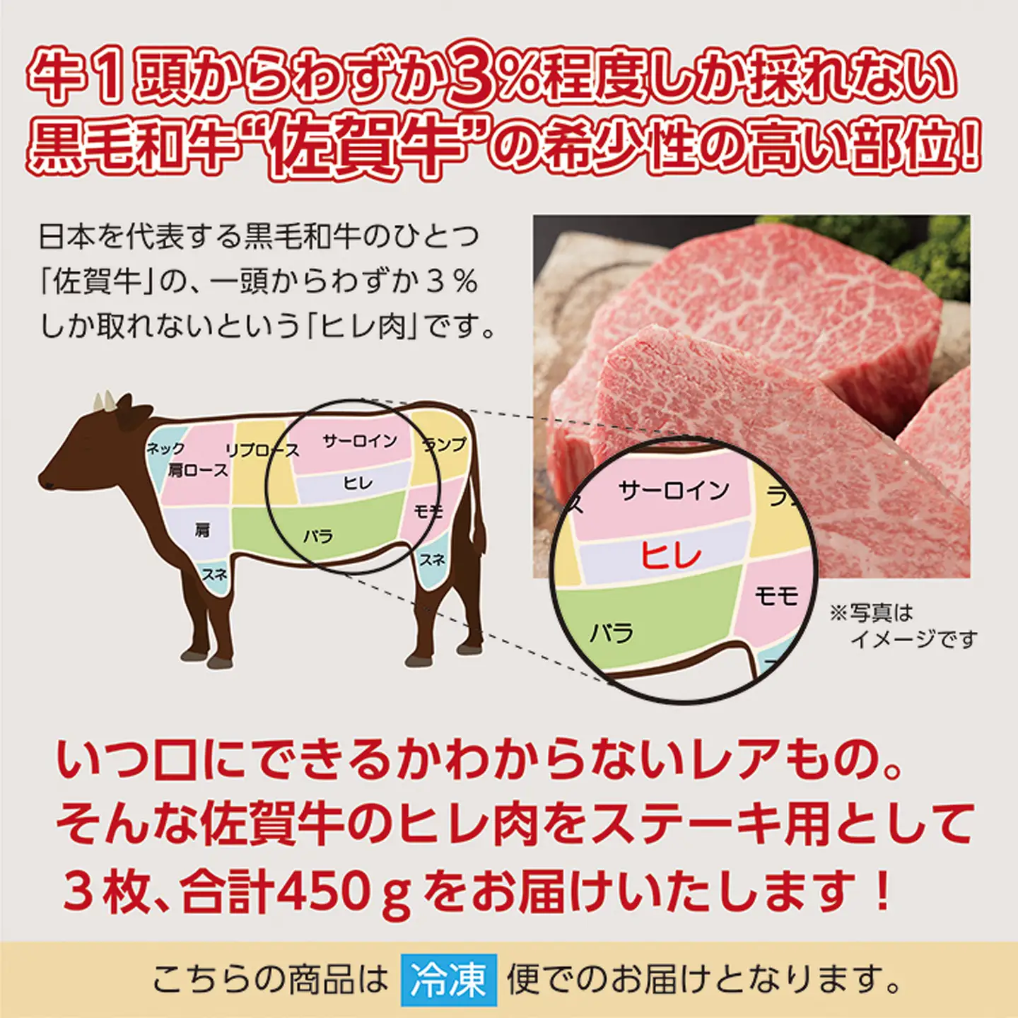 超希少！ 佐賀牛 ヒレステーキ 合計 450g 3枚 黒毛和牛 国産牛 ブランド牛 和牛 ヒレ肉 フィレ 赤身 肉 お肉 牛肉 ギフト 贈答 贈答用 人気 _e-23