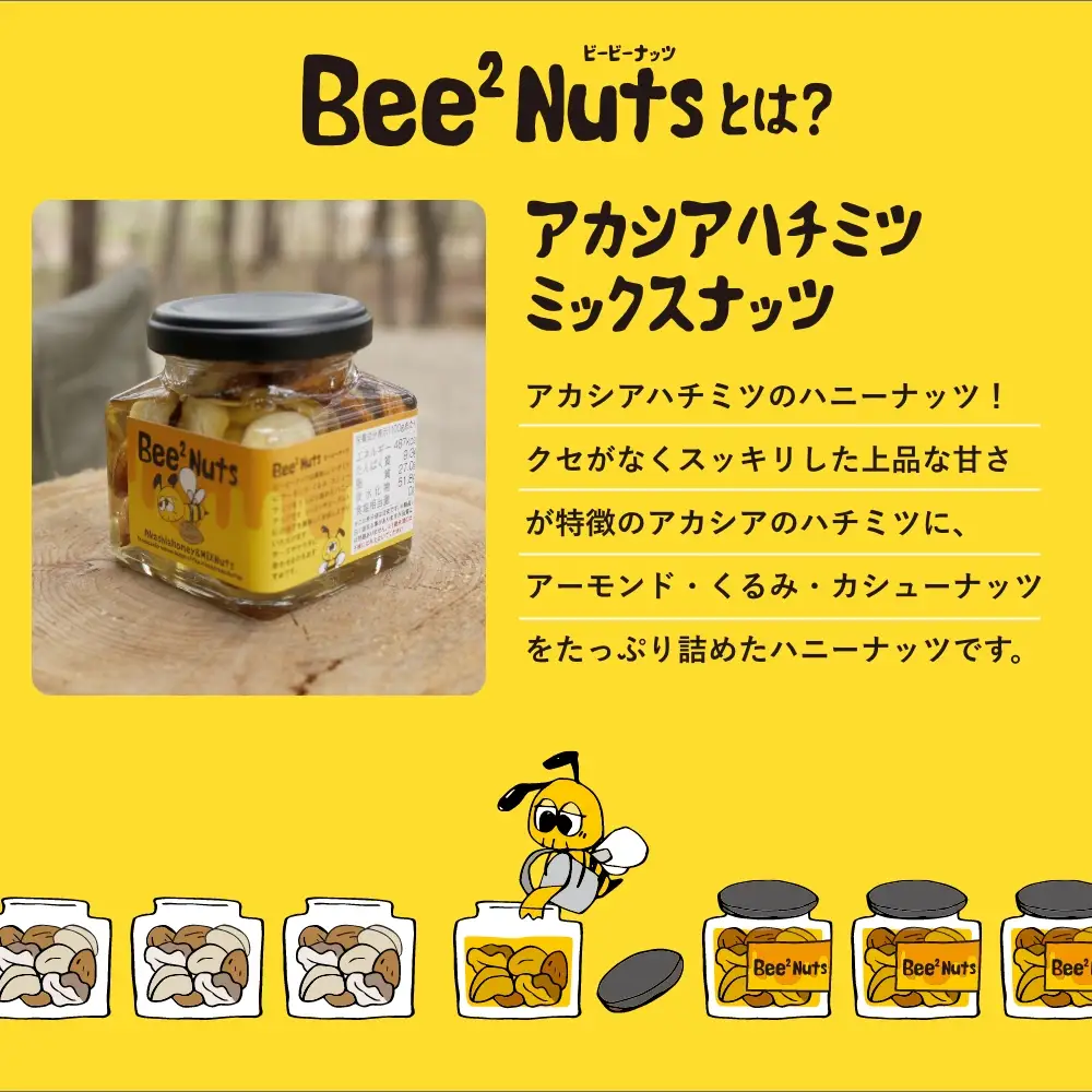 ハニーナッツ　Bee2Nuts　 アカシア　2個　150ｇ×２個　セット　アカシアはちみつ　アーモンド　くるみ　カシューナッツ　【07208-0611】