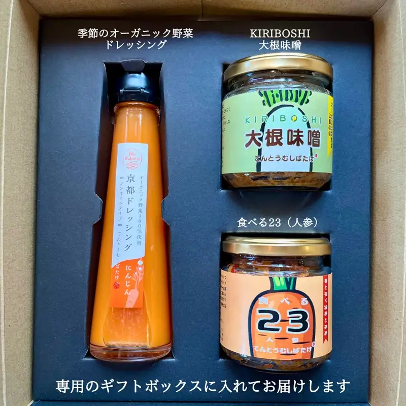 季節のオーガニック野菜ドレッシングとおかず味噌2種セット 京丹後 ふるさと納税 ドレッシング 野菜 サラダ 調味料 おかず ご飯のお供 オーガニック セット ギフト 贈り物 お土産 プレゼント