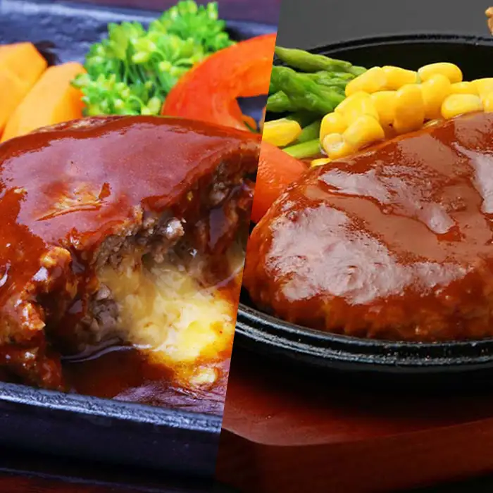レンジでチン！金の桜黒豚 2種類 ハンバーグ 食べ比べ 12食分！「黒豚煮込み ハンバーグ （180g×6袋）」と「黒豚チーズインハンバーグ（180g×6袋）」【00-057-38】