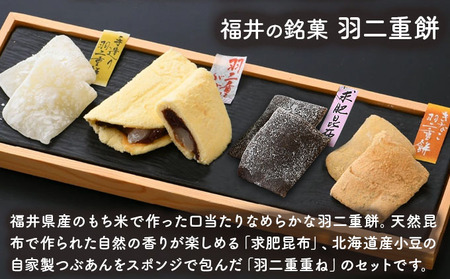 福井の羽二重銘菓詰合せセット 4種（羽二重餅2種（白・きなこ）・羽二重餅がさね・求肥昆布） [023-a023]