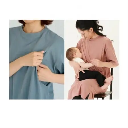 マタニティから使えるモーハウスの授乳服　シンプルワンピース(チャコール)_装飾品・工芸品 女性・レディース 洋服 _【配送不可地域：離島・沖縄県】【1590249】