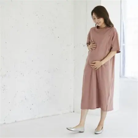 マタニティから使えるモーハウスの授乳服　シンプルワンピース(アプリコット)_装飾品・工芸品 女性・レディース 洋服 _【配送不可地域：離島・沖縄県】【1590251】