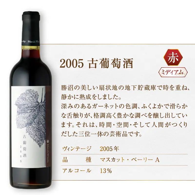 ワイン 『希少！20年超熟成ワイン』2005古葡萄酒【赤】まるき葡萄酒（MG）D7-661