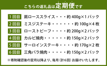 【6カ月定期便】毎月お届け！ おおいた和牛を贅沢に味わい尽くす半年間定期便／霜降り系 計約2.14kg