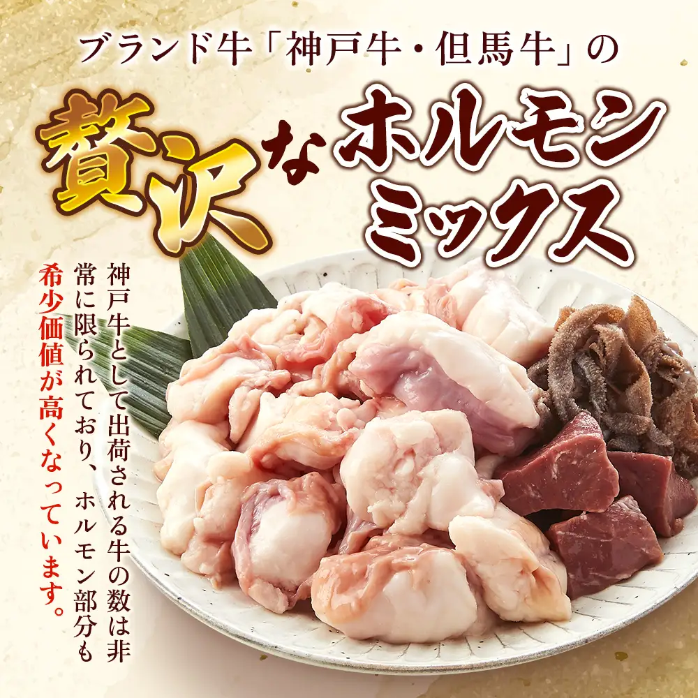 【神戸牛・但馬牛】ホルモンミックス 500g 小腸 大腸 ミノ ハチノス センマイ アカセン