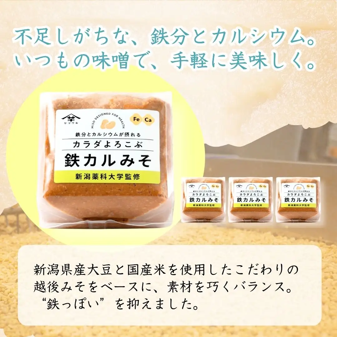 カラダよろこぶ鉄カルみそ (700g×4個入) 新潟薬科大学監修 鉄分とカルシウムが摂れる 山崎醸造