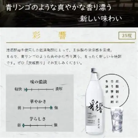 炭酸割りが美味しい【彩響】900ml2本と冷や奴に掛けて美味しい【だし黒酢ジュレ】1個　A6-142_酒・アルコール 芋焼酎 焼酎   調味料   _【配送不可地域：離島】【1603889】