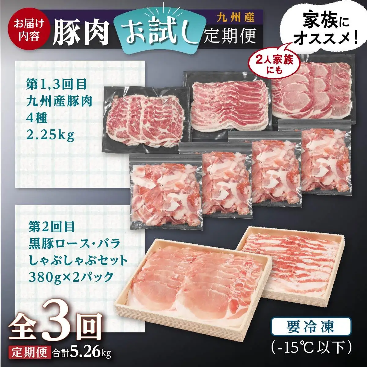 九州産豚肉お試し定期便5.26kg（計3回）