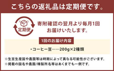 【全3回定期便】スペシャルティコーヒー 南米飲み比べセレクトセット （1回あたり：200g×2種類） 珈琲 コーヒー豆 珈琲豆 豆 まめ 粉挽き 細挽き 中挽き 中粗挽き 粗挽き 厳選 コーヒーセット 詰め合わせ 常温 長崎県 長崎市