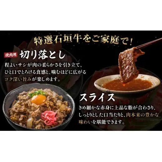 切り落とし焼き肉用とスライスの大満足食べ比べ 合計1.2kg &石垣牛 MARU秘伝の焼肉タレ100ml×1本　 IM-33