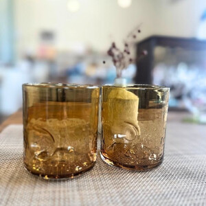 おやゆびグラス（アンバー）大２個セット