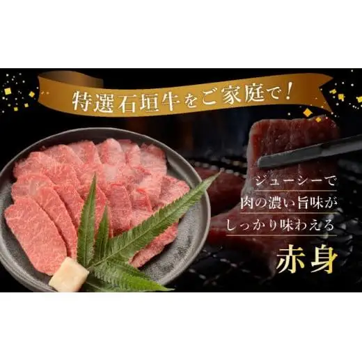 赤身（モモ、ランプ）とカルビ焼肉用食べ比べセット合計400g&石垣牛 MARU秘伝の焼肉タレ100ml×1本　IM-43