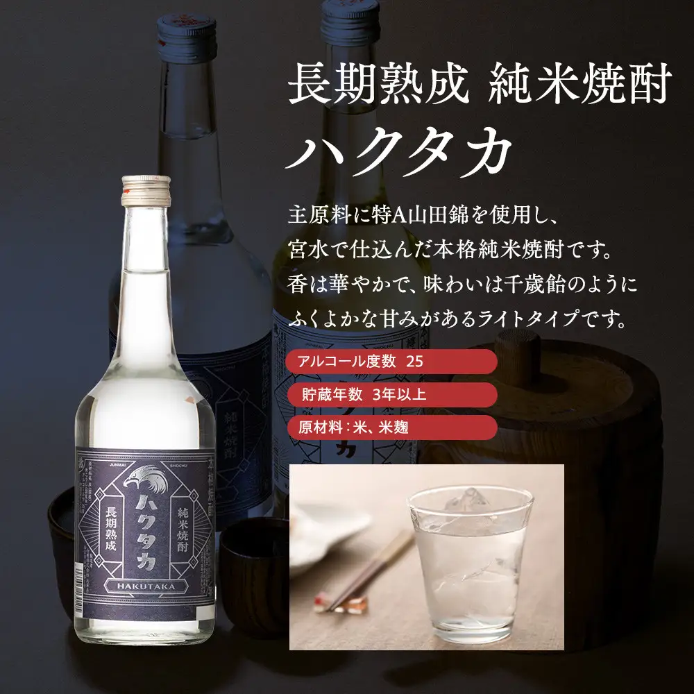 白鷹 長期熟成 純米焼酎ハクタカ 1.8L  焼酎西宮市兵庫県 