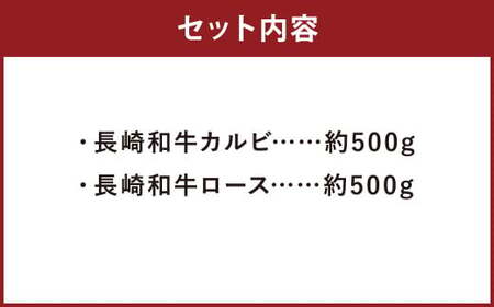 長崎和牛 焼肉用 食べ比べ （カルビ約500g ロース約500g） 約1kg 和牛 牛肉 焼肉