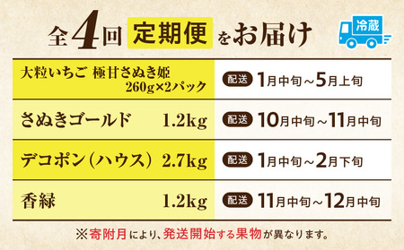 季節の恵み4回定期便G |果物 フルーツ 青果 青果物 デザート スイーツ 果実 旬 季節 旬の果物 季節の果物 生鮮食品 生鮮 贈答 贈り物 ギフト プレゼント おすそ分け お祝い 内祝い ご褒美 人気 グルメ お取り寄せ 特産品 特産 国産 香川県 三木町  |_mk165-t045