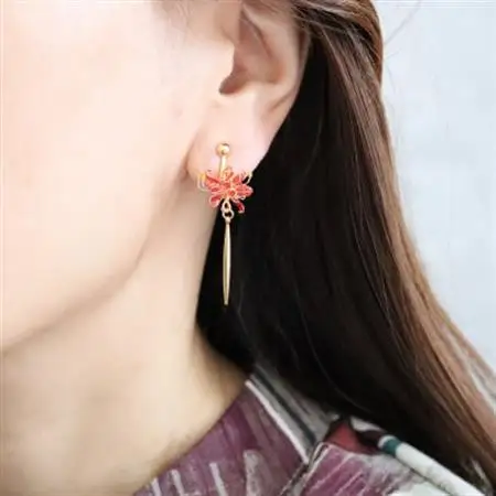 彼岸花のイヤリング_装飾品・工芸品 ピアス・イヤリング アクセサリー _【1600910】