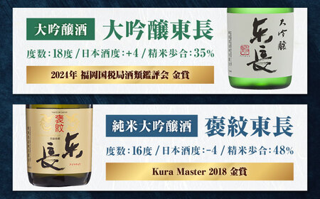 【全6回定期便】東長 6種堪能セット 計6本（大吟醸 東長・褒紋東長・純米吟醸 東長・慶紋東長・純米東長・金紋東長） 720ml / 佐賀県 / 瀬頭酒造株式会社 [41AIAD103]