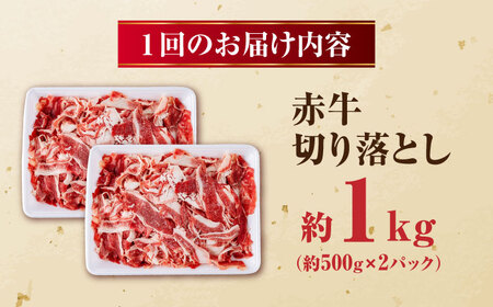【全6回定期便】 赤牛 切り落とし 1kg（500g×2パック） /  牛肉 切り落とし 熊本県産 冷凍[AYBV009]