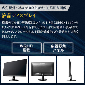 モニター I-O DATA 【LCD-MQ241XDB-A】広視野角ADSパネル採用&WQHD対応23.8型ワイド液晶ディスプレイ ブラック
