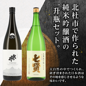 七賢 【天鵞絨(ビロード)の味　純米吟醸】＆武の井 【純米吟醸　ひとごこち】純米吟醸一升瓶セット 【七賢】 日本酒 純米吟醸 1800ml 一升瓶 2本 セット 七賢 天鵞絨(ビロード)の味 武の井 ひとごこち 酒 プレゼント ギフト 贈り物 家飲み 贈答 母の日 父の日 山梨県 北杜市 [h169]