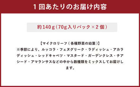 【2回定期便】 マイクロリーフミックス 1回あたり約140g（70g×2個）合計 約280g サラダ 野菜 大分県 九重町産 定期便