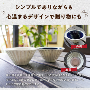 S167-014_陶丘工房　2色しのぎ小鉢　2セット