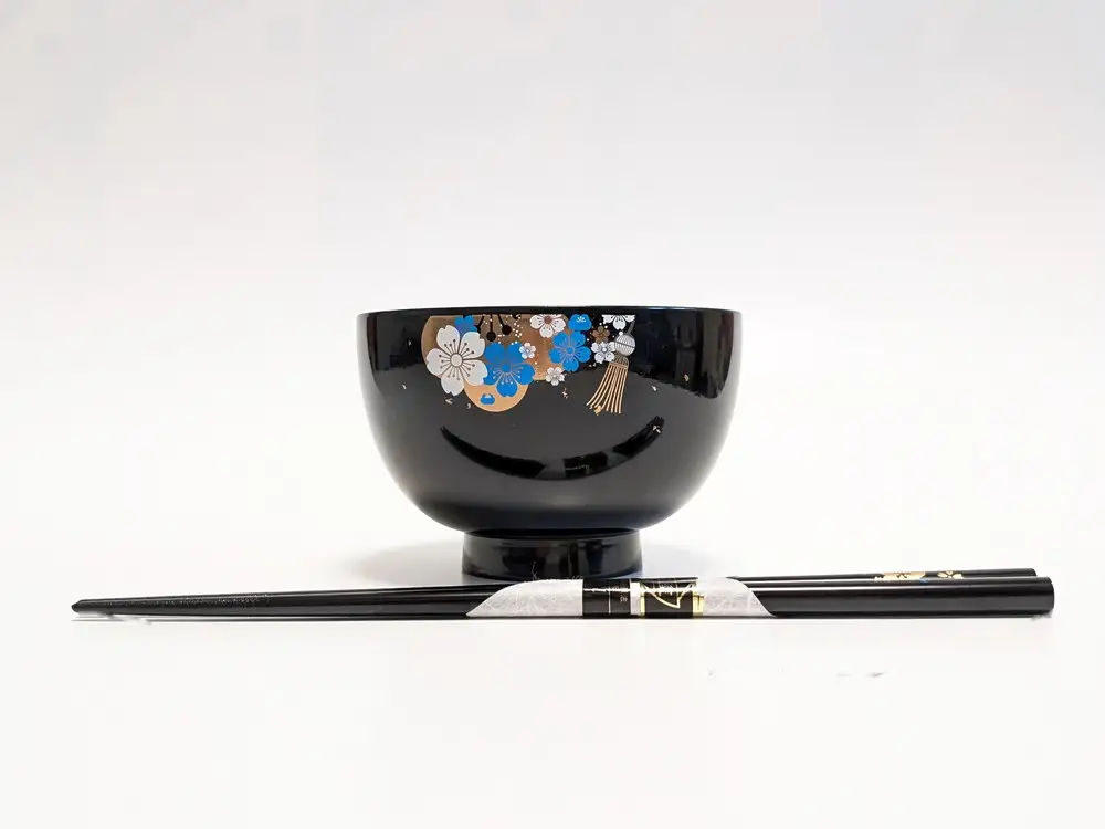 山中塗花婿お椀と輪島塗お箸セット【能登の花嫁のれんオリジナル】 プレゼント ギフト 結婚祝い 新婚 伝統工芸