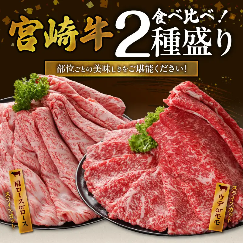 畜産農家応援! 宮崎牛スライス2種セット500g×2パック_19-N2-001-1000_(都城市) 宮崎県産宮崎牛 肩ロース又はローススライス 宮崎牛ウデ又はモモスライス 牛肉 すき焼き