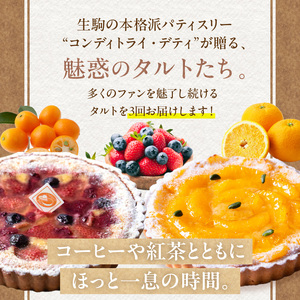 【1～3月発送】季節のタルト定期便　3回お届け　焼き菓子 ドイツ菓子 誕生日 奈良県 生駒市 お取り寄せ タルト ケーキ スイーツ デザート おやつ 洋菓子 熨斗対応 冷凍 送料無料