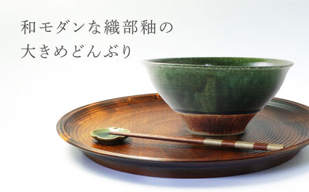 【美濃焼】 織部くし目 凜麺丼 【不動窯】食器 どんぶり 織部[MAR040]