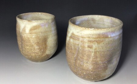 萩焼 夫婦 湯呑 知明作