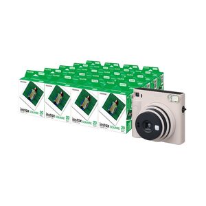 「インスタントカメラinstax™“チェキ”スクエアセット」instax™ スクエアフォーマットフィルム 2パック×20（合計400枚撮影可能）インスタントカメラ“チェキ”「instax SQUARE SQ1™ Chalk White」×1